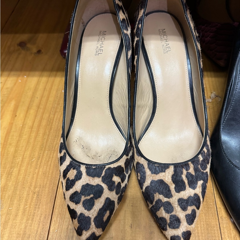 Michael Kors Leopard-Print Pointed Pumps in Brown and Black